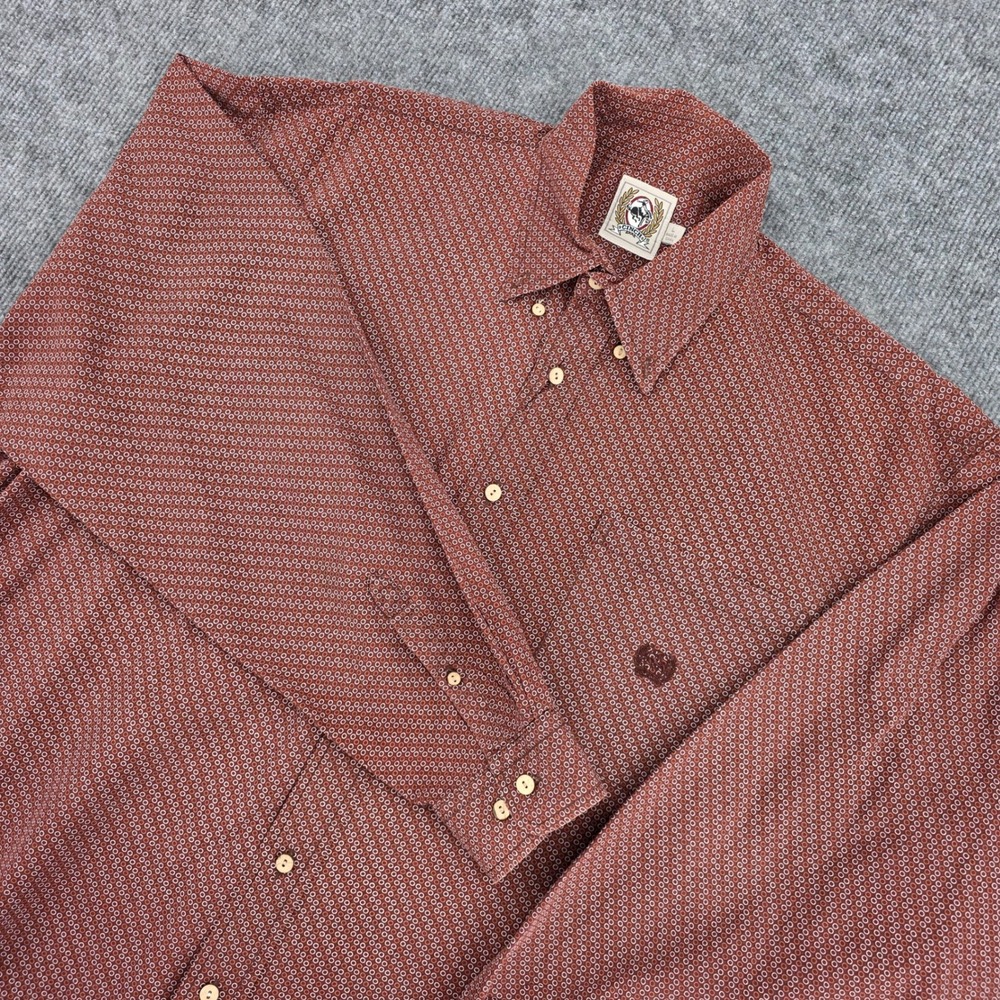 Cinch Mens Western Button Down Shirt Rust Geometric Circle Print MT10623015 L